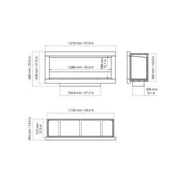 Frame 1000SS Single Sided Fireplace Drawings