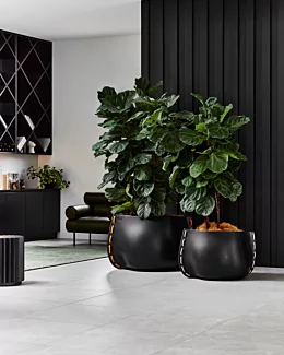 Blinde Design Stitch Series Planter brings modern outdoor planter elegance to the Private Residence patio, framing greenery in sleek concrete.