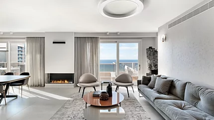 EcoSmart Fire Flex 68SS Flex Fireplace creates a contemporary built-in ethanol fireplace for a private residence living room.