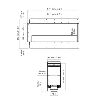 Flex 50RC Right Corner Fireplace