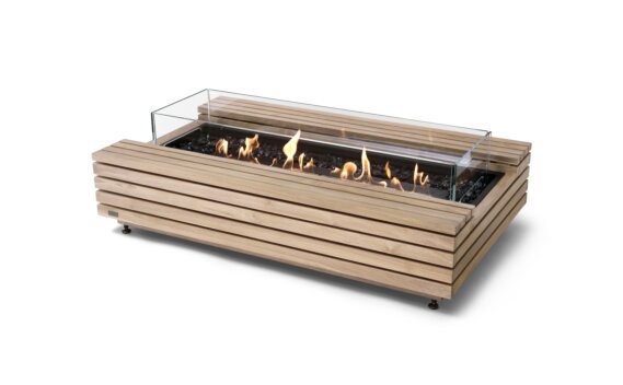 Cosmo 50 Fire Pit - Ethanol - Black / Teak / *Optional fire screen / Teak colours may vary by EcoSmart Fire