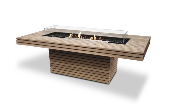 Gin 90 (Dining) Fire Pit - Ethanol / Teak / *Optional fire screen / Teak colours may vary by EcoSmart Fire